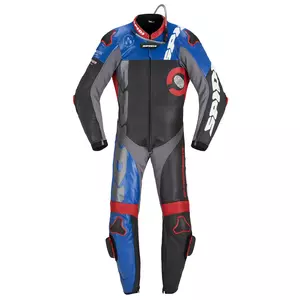 "Spidi DP-Progressive Pro" juoda-raudona-mėlyna vientisa odinė motociklininko apranga 56-1