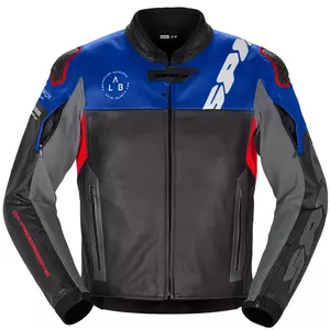 Spidi DP Progressive schwarz-rot-blaue Leder-Motorradjacke 56-1