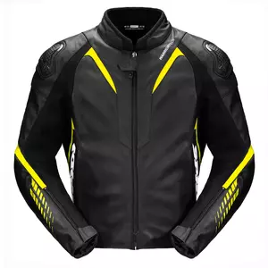 Spidi NKD-1 chaqueta de moto de cuero negro/amarillo fluo 48-1