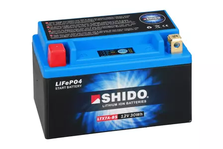 Shido LTX7A-BS YTX7A-BS Li-Ion-batteri 12V 2.40Ah-2
