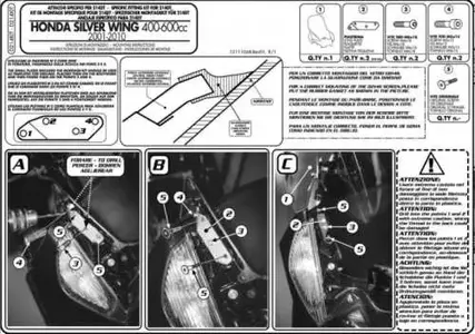 Montagekit für Windschild Fit Kit Kappa D214KITK Honda Silverwing 400 600 - D214KITK