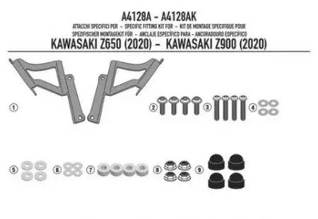 Support pare-brise Kappa A4128AK Kawasaki Z 900 20 - A4128AK