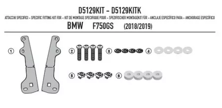 Montagekit für Windschild Fit Kit Kappa D5129KITK BMW F 750GS 18 - D5129KITK