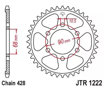 Kettenrad hinten Stahl JT JTR1222.48, 48 Zähne Teilung 428-1