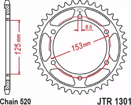 Zadní řetězové kolo JT JTR1301.42, 42z velikost 520 - JTR1301.42