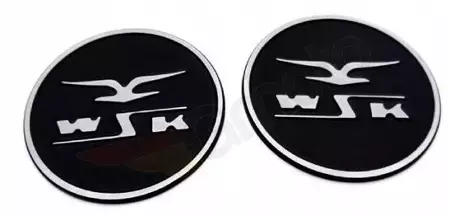 Embleme de rezervor WSK în relief din aluminiu negru - set de 2 bucăți. - 2984518