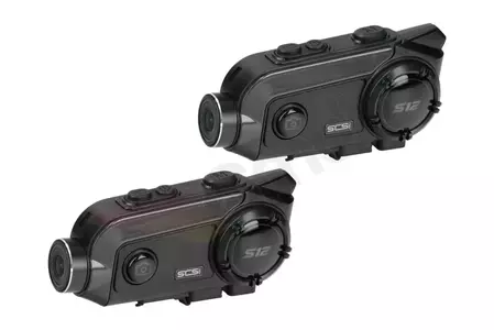 Interkomy motocyklowe SCS S-12 Bluetooth 500m dual kamera 2 kaski - SCS S-12-2