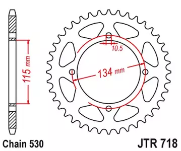 Roda dentada traseira JT JTR718.46, 46z tamanho 530 - JTR718.46
