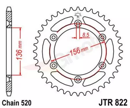 Hátsó lánckerék JT JTR822.38, 38z 520 méret - JTR822.38