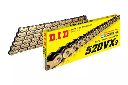 DID 520 VX3 86 X-Ring G&B open drive chain with clasp gold - DID520VX3G&B-86