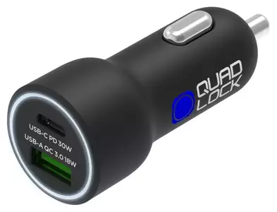 Quad Lock Doppia presa USB per caricabatterie da auto USB-C USB-A 12V - QLA-DCC-2