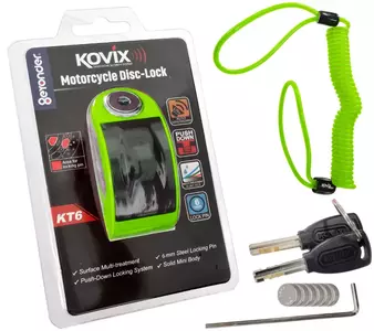 Bremsscheibenschloss mit Alarm Kovix KT6 fluo grün-4
