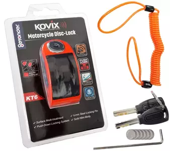 Zámok brzdového kotúča s alarmom Kovix KT6 fluo orange-4