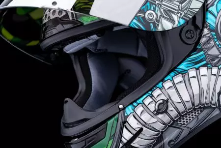 ICON Airframe Pro Outbreak integrālā motociklista ķivere zaļš-zils M-4