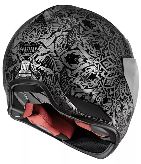 ICON Domain Gravitas casco integrale da moto nero e argento XL-3