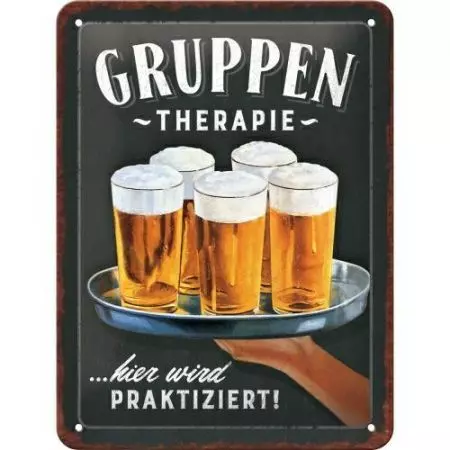 Τενεκεδένια αφίσα 15x20cm Gruppentherapie-Bier-1