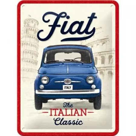Plåtaffisch 15x20cm Fiat 500 Classic The Italian-1
