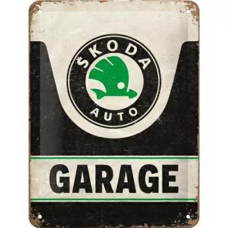 Plåtaffisch 15x20cm Skoda Garage-1