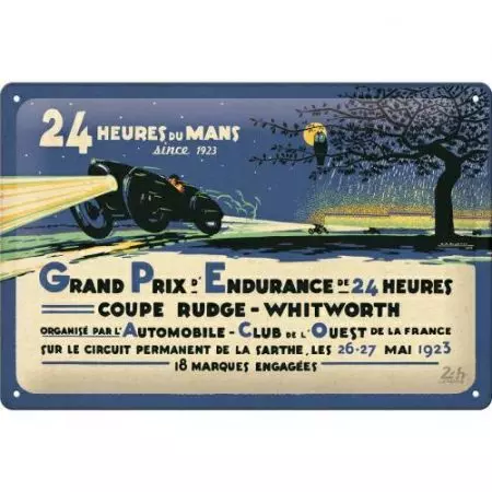 Poster en étain 20x30cm 24h Le Mans Première Course 1923-1