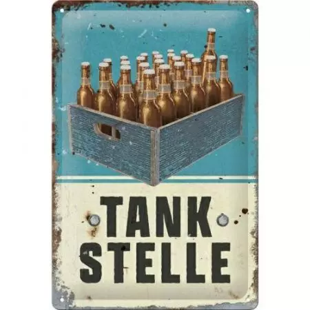 Tinnen poster 20x30cm Tankstelle Bier-1