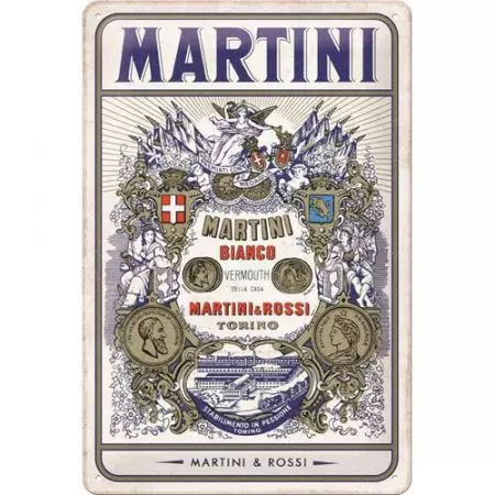 Blikplakat 20x30cm Martini Bianco Vermouth-etiket-1