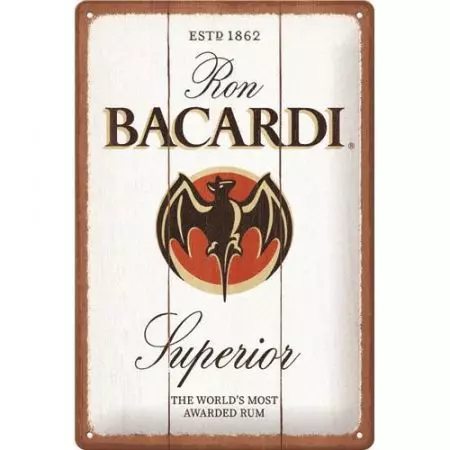 Tinnen poster 20x30cm Bacardi Superior Wit Hout-1