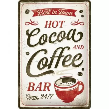 Τενεκεδένια αφίσα 20x30cm Ζεστό Κακάο & Καφές-1