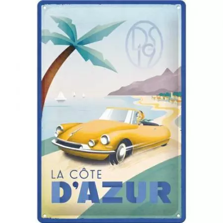 Poster en fer blanc 20x30cm Citroen DA La Cote D`Azur DS19-1