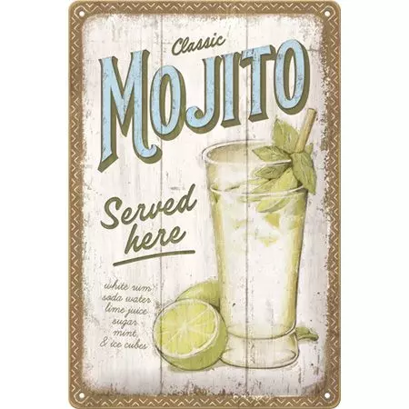 Poster en fer blanc 20x30cm Mojito Served Here-1