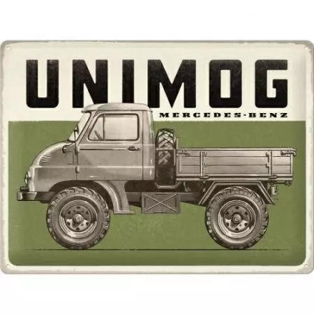 Τενεκεδένια αφίσα 30x40cm Mercedes Daimler φορτηγό Unimog Vintage-1