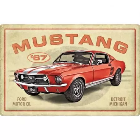 Plakat blaszany 40x60cm Ford Mustang GT 1967 Red-1