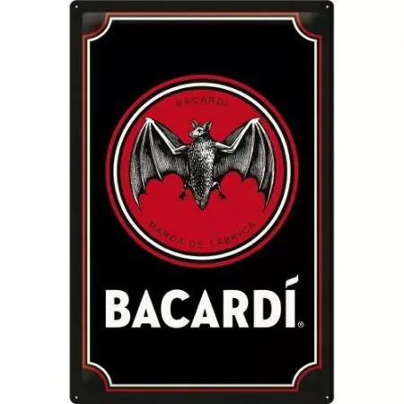 Bádog poszter 40x60cm Bacardi logó Fekete - 24016