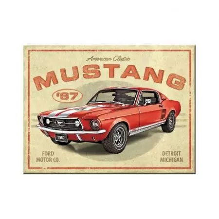 Magnet pentru frigider 6x8cm Ford Mustang GT 1967 Roșu-1