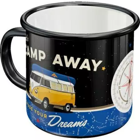 VW Bulli-Lets Camp Away Emaille-Becher-1