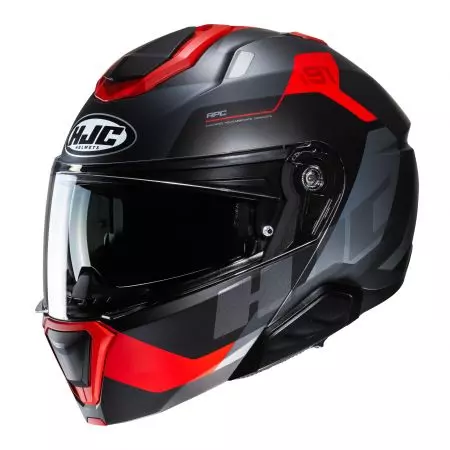 HJC I91 CARST PRETO/VERMELHO L capacete de maxilar para motociclos - I91-CAR-MC1SF-L