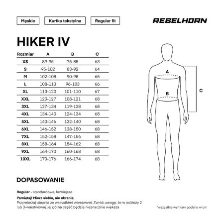 Kurtka motocyklowa tekstylna Rebelhorn Hiker IV czarna 10XL-16