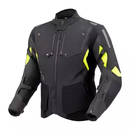 Tekstilna motociklistička jakna Rebelhorn Hiker IV, crna, antracit i fluo žuta, 3XL-1