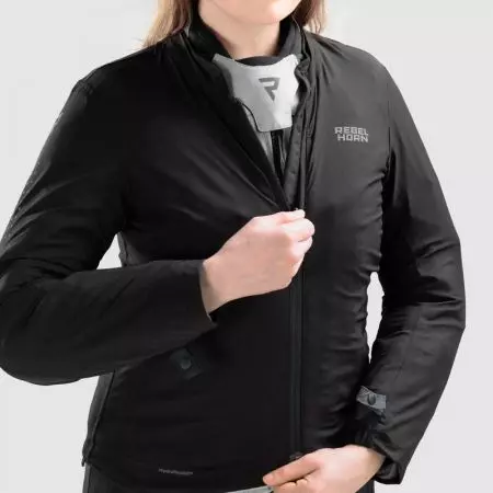 Ženska tekstilna motoristička jakna Rebelhorn Hiker IV Lady crno-sivo-žuta fluo M-10