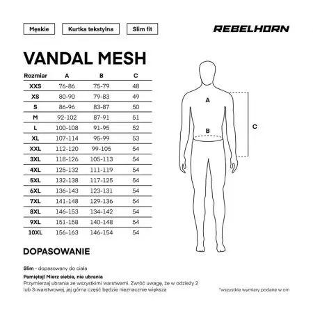 Kurtka motocyklowa tekstylna Rebelhorn Vandal Mesh czarna 10XL-13