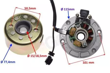 Magnethjul med gnistgap + lampor Zongshen 125 cm3 motor ZS154FMI-2-2