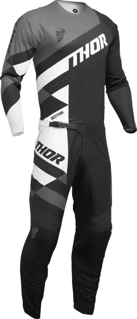 Camisola de cross enduro Thor Sector Checker para criança preto cinzento M-3