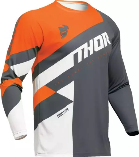 Koszulka bluza cross enduro Thor Sector Checker dziecięcy szary pomarańczowy XL - 2912-2417