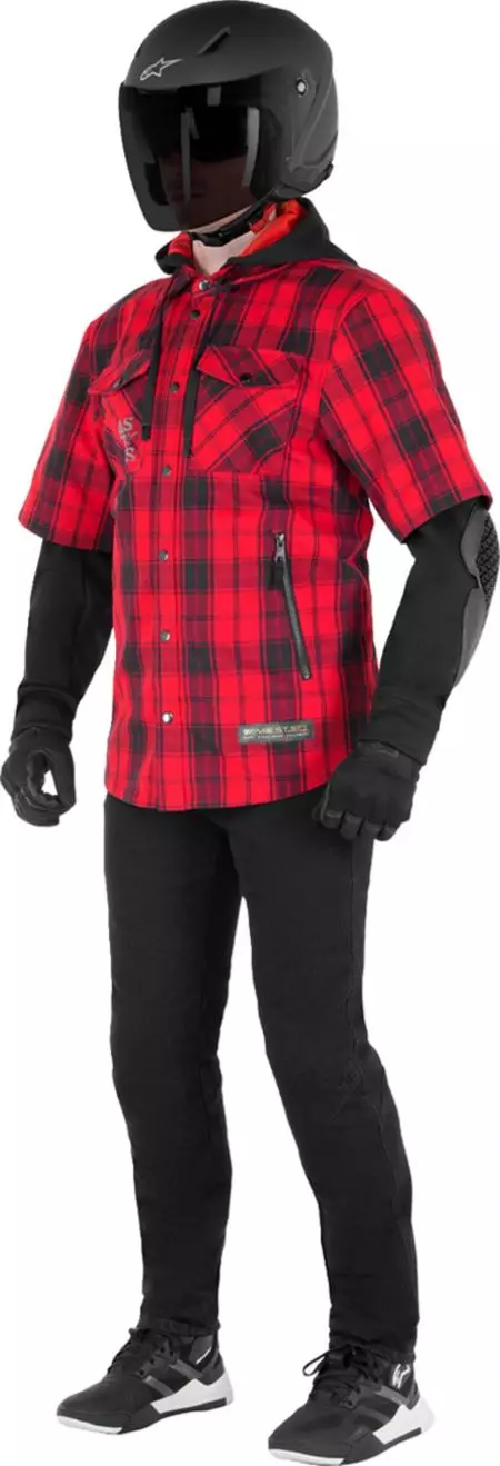 Kurtka motocyklowa tekstylna Alpinestars Taran Shirt czarny czerwony M-3