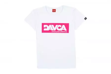 T-shirt feminina DAVCA branca Logótipo rosa M-1
