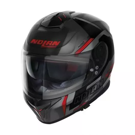 Nolan N80-8 Wanted N-Com 71 motociklistička kaciga koja pokriva cijelo lice crna/crvena/mat/siva XL-1
