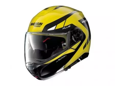 Capacete de motociclista Nolan N100-5 Plus Milestone N-Com 55 branco/preto/fluorescente/amarelo M-1