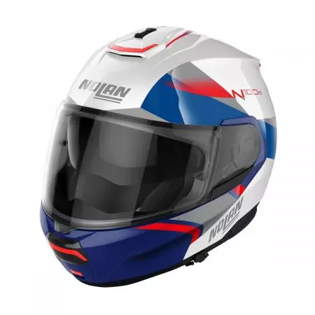 Nolan N100-6 Paloma N-Com 28 branco/vermelho/azul/prata capacete de motociclista L-1