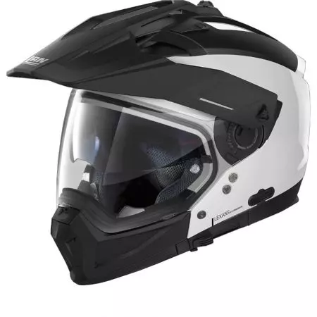 Capacete de motociclista Nolan N70-2 X 06 Special N-Com 15 branco/preto com maxilar em L-1