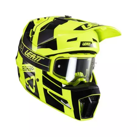 Capacete de motociclismo de cross enduro Leatt Moto 3.5 V24 + óculos de proteção Velocity 4.5 Kit Citrus preto amarelo fluo M-1