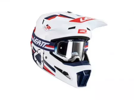 Leatt Moto 3.5 V24 capacete de motociclismo de cross enduro + óculos de proteção Velocity 4.5 Kit Royal branco vermelho marinho M-1